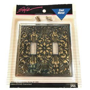 5 Vintage AmerTac Gold Metal Wall Switch Plate Covers Hollywood Regency MCM NEW